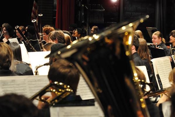 Students performing at the 2023-2024 All County Band Concert